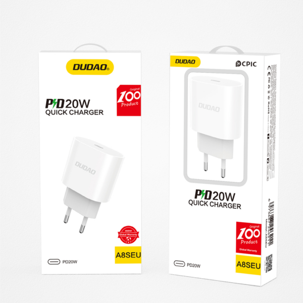 Dudao Snabbladdare USB-C PD 20W EU - Vit - Image 3