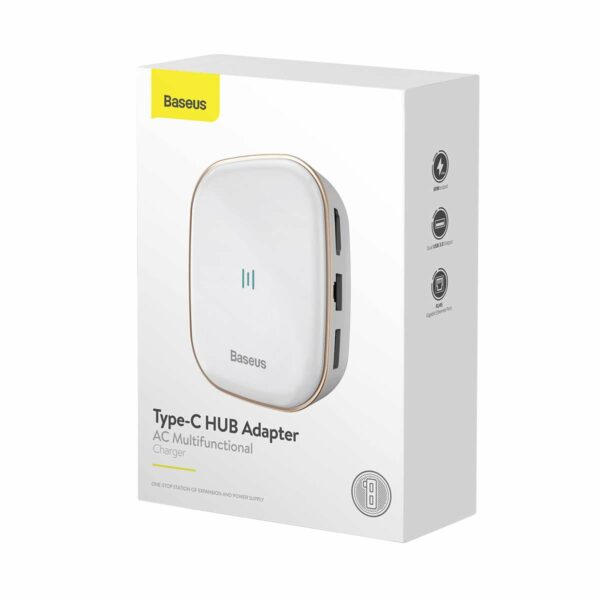 Baseus Type-C HUB AC Multi-function Charger - White - Image 7