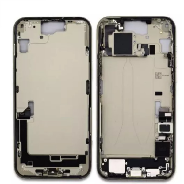 iPhone 15 Midframe with small parts Pulled Yellow